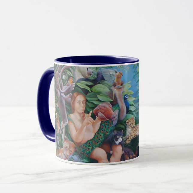 Adam Naming Animals &  Appearance of Eve Mugs Blue (Front Left)