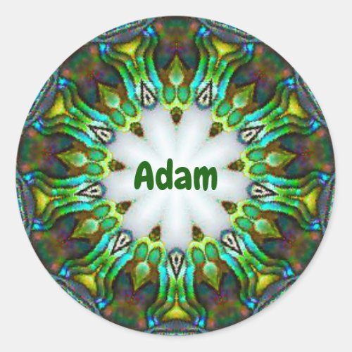 ADAM  Personalized Paua Shell Fractal  Classic R Classic Round Sticker