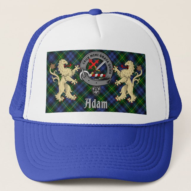 Adam Scottish Clan Badge & Tartan Trucker Hat (Front)
