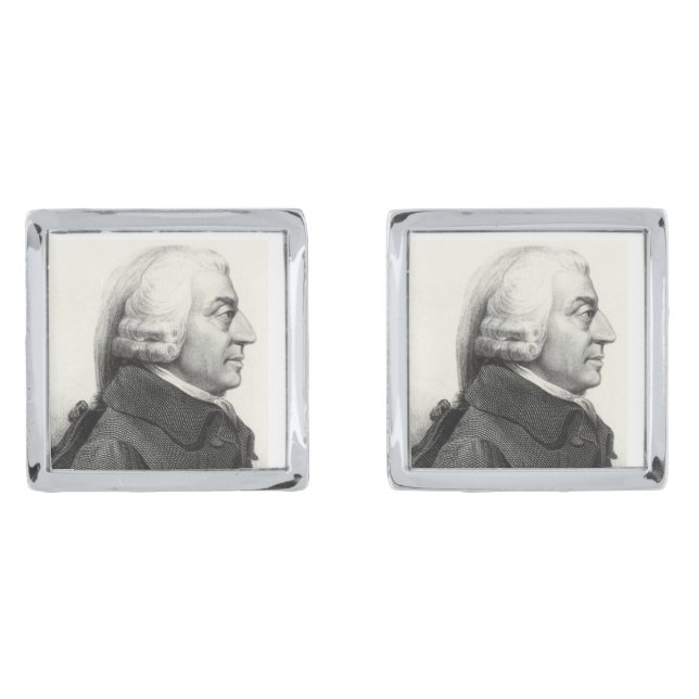 Adam Smith Profile (with signature) Cufflinks (Front)