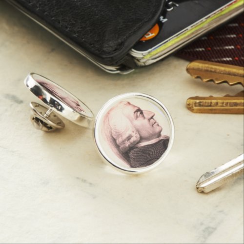 Adam Smith Profile with signature Silver Finish  Lapel Pin