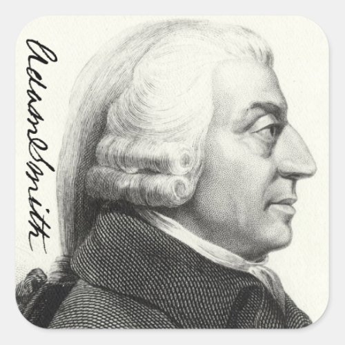 Adam Smith Profile with signature Square Sticker