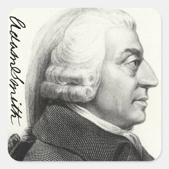 Adam Smith Profile (with signature) Square Sticker (Front)