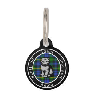 Adam Tartan & Scottish Kitty Personalized Pet ID Tag