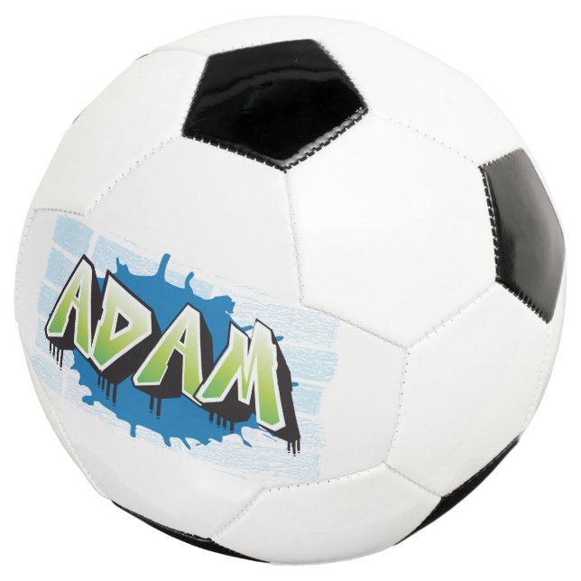 Adam Your Name Graffiti Brick Wall Stylized Soccer Ball (Three Quarter)
