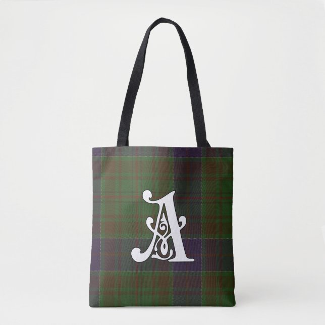Adams Clan Tartan Monogram Tote Bag (Front)