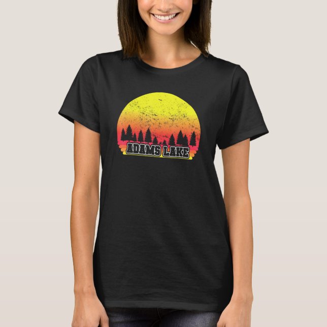 Adams Lake Indiana Retro Scenic Sunset Graphic T-Shirt (Front)