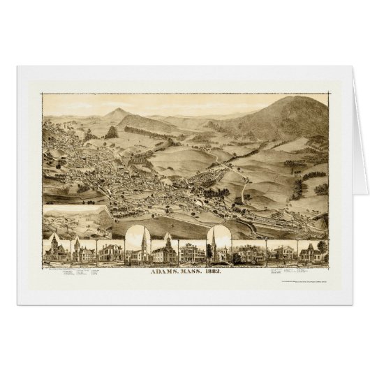Adams, MA Panoramic Map - 1882 Cards (Front Horizontal)