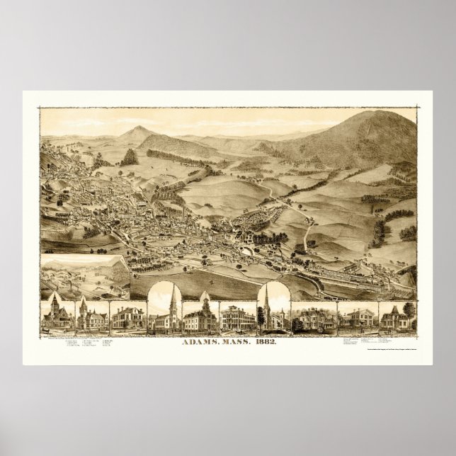 Adams, MA Panoramic Map - 1882 Poster (Front)
