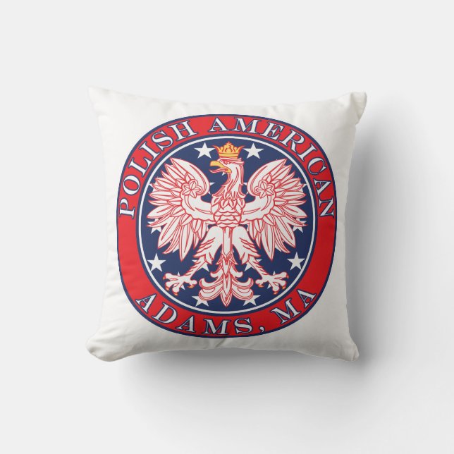 Adams Massachusetts Polish Throw Pillow (Front)