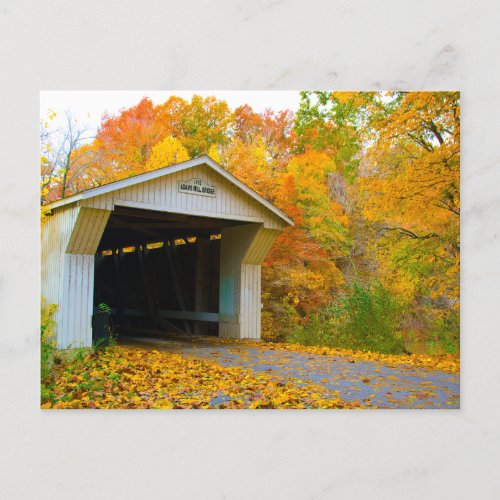 Adams Mill Old Covered Bridge Indiana  Postcard