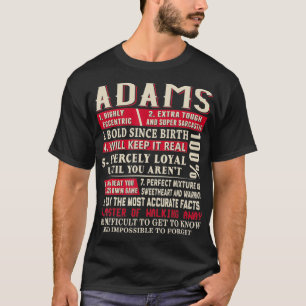 Adams Name Gift Adams Adams Surname T-Shirt