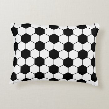 Adapted Soccer Ball Pattern Black White Decorative Pillow by mystic_persia at Zazzle