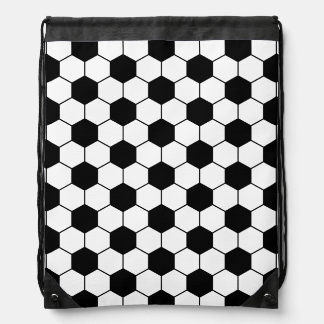 Adapted Soccer Ball pattern Black White Drawstring Bag (Front)