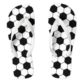 Adapted Soccer Ball Pattern Black White Flip Flops by mystic_persia at Zazzle