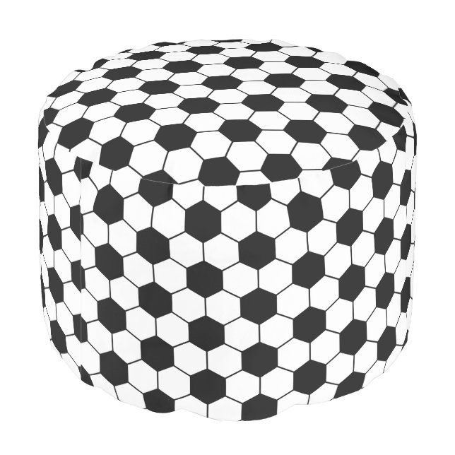 Adapted Soccer Ball pattern Black White Pouf (Angled Back)