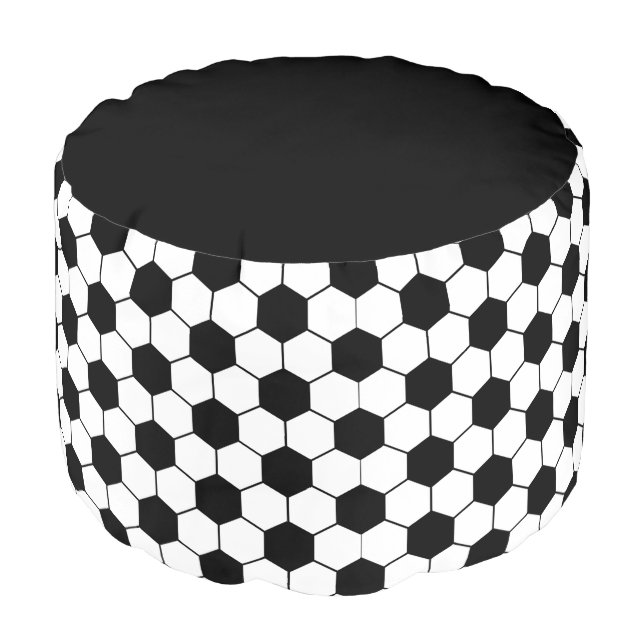 Adapted Soccer Ball pattern Black White Pouf (Angled Front)