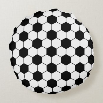 Adapted Soccer Ball Pattern Black White Round Pillow by mystic_persia at Zazzle
