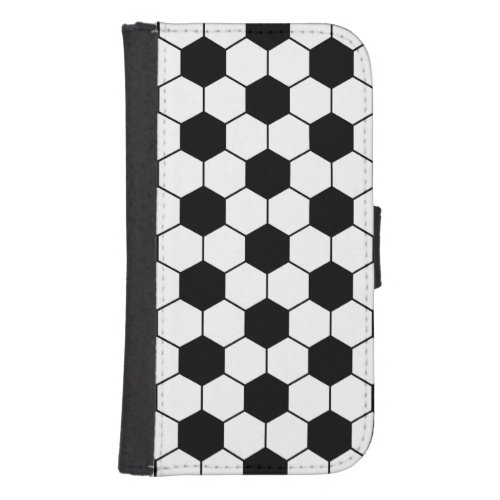 Adapted Soccer Ball pattern Black White Galaxy S4 Wallet Case