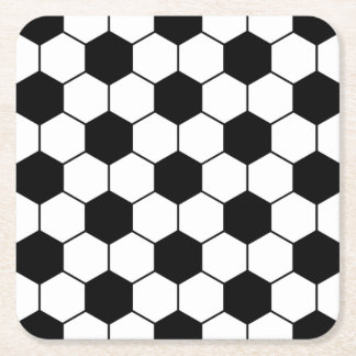 Adapted Soccer Ball pattern Black White Square Paper Coaster