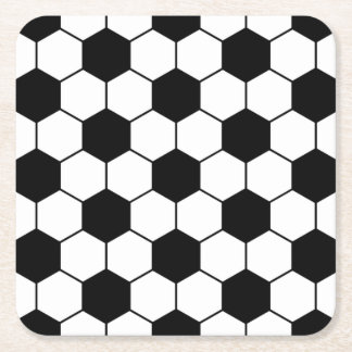 Adapted Soccer Ball pattern Black White Square Paper Coaster