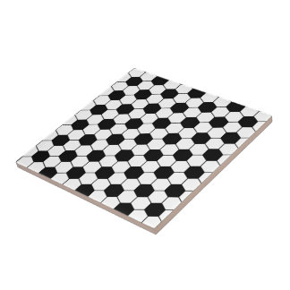 Adapted Soccer Ball pattern Black White Tile