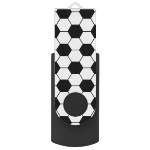 Adapted Soccer Ball pattern Black White USB Flash Drive