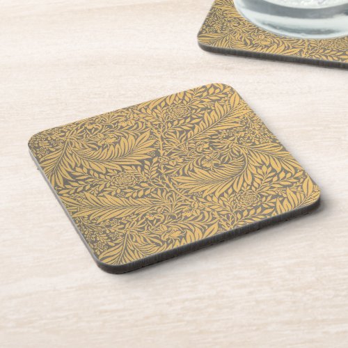 Adapted William Morris Larkspur black vintage Beverage Coaster