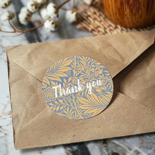 Adapted William Morris pattern blue Thank you Classic Round Sticker