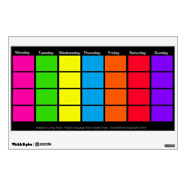 Adaptive Living Color Coded Calendar Visual Tools Wall Decal (Front)