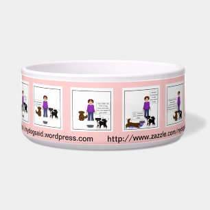 Ada's New Pool cartoon dog dish - pink