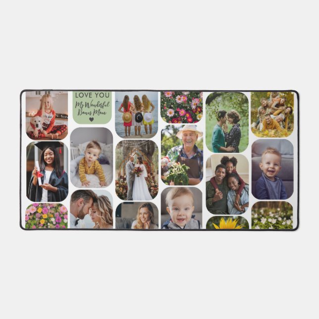      Add 17 Photos Modern White Love You Bonus Mom Desk Mat (Front)