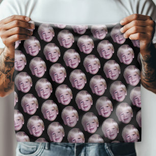 Add 1 Floating Head Photo Half Drop Pattern black Bandana