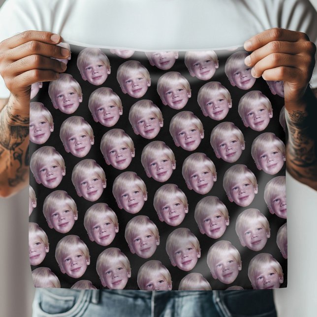 Add 1 Floating Head Photo Half Drop Pattern black Bandana (Custom Bandana)