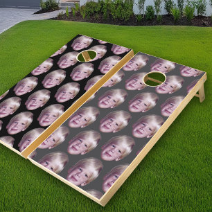 Add 1 Floating Head Photo Half Drop Pattern black  Cornhole Set