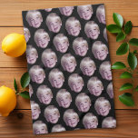 Add 1 Floating Head Photo Half Drop Pattern black Kitchen Towel<br><div class="desc">A png file with your head cropped works best.

A floating head makes this a fun and festive design to give out as a gift or birthday favor. If you have the skills,  you can replace this photo with your photo.</div>