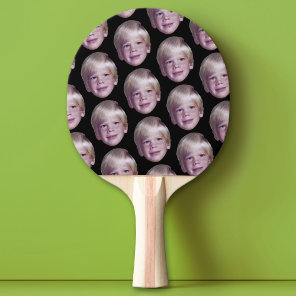 Add 1 Floating Head Photo Half Drop Pattern black Ping Pong Paddle