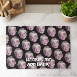Add 1 Floating Head Photo Half Drop Pattern black Placemat