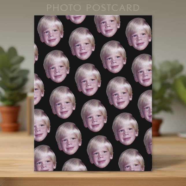 Add 1 Floating Head Photo Half Drop Pattern black Postcard (Simple Postcard with Floating Photo)