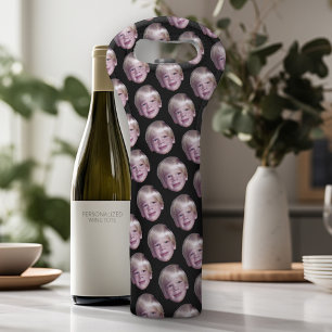 Add 1 Floating Head Photo Half Drop Pattern black Wine Bag