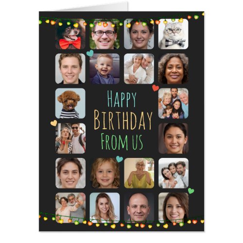 Add 20 Photos to Personalize Family Happy Birthday Card
