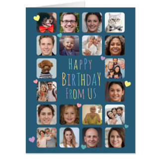 Add 20 Photos to Personalize Family Happy Birthday Card