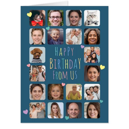 Add 20 Photos to Personalize Family Happy Birthday Card