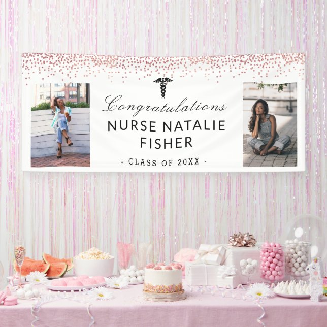 Add 2 Photo Script Congratulations Nurse Graduate Banner (Party)
