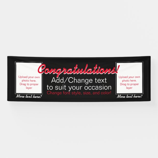 Add 2 photos customizable banner congrats welcome (Horizontal)