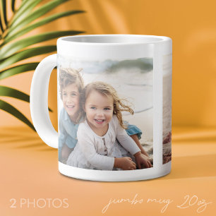 Add 2 Photos - Simple Collage on both sides Giant Coffee Mug