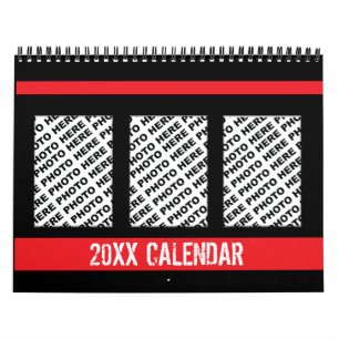Add 34 Photos In One Calendar Red Black