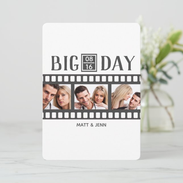 Add 3 Photos Fun Film Wedding Invitation (Standing Front)