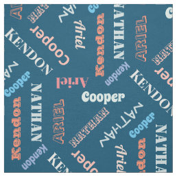 Add 4 Children&#39;s or Pet&#39;s Names Custom By The Yard Fabric