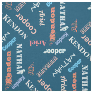 Add 4 Children's or Pet's Names Custom By The Yard Fabric